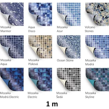 AVfol Decor, šíře 1,65 m šíře, síla materiálu 1,5 mm Mozaika Modrá, 1 m