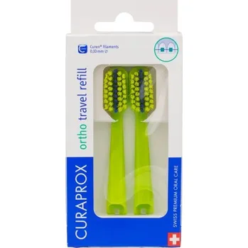 Zubní kartáček Curaprox Travel Set Ortho Green náhradní kartáčky 2 ks