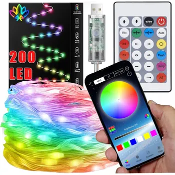 LED páska LED pásek SMART 200 LED 10M MULTICOLOR RGB APLIKACE DÁLKOVÝ OVLADAČ REŽIM HUDBY