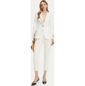 Dámské kalhoty Elisabetta Franchi Kalhoty z materiálu PA-076-51E2-V280 Bílá Regular Fit 40