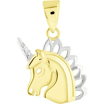 Přívěsek GEMMAX Přívěsek Jednorožec ze žluto-bílého zlata – zlatý šperk ryzosti 585/1000 v Dárkovém balení s Certifikátem GLPCN-03447