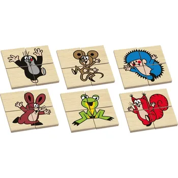 Dřevěná hračka Detoa Oboustranné puzzle s krtečkem