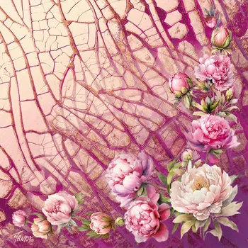 Šátek Hedvábný šátek 90 x 90 cm - Růžový sen