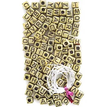 Dětské navlékací korálky ZLATÉ PÍSMENKA korálky ozdobné K NAVLÉKÁNÍ 124 kusů Dp Craft