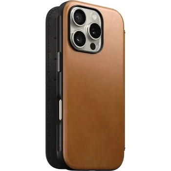Nomad Modern Leather Folio MagSafe pouzdro iPhone 16 Pro světle hnědé