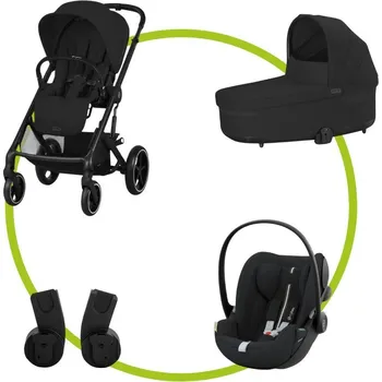 Kočárek Akční set BALIOS S LUX Moon Black + Hluboká korba + autosedačka Cybex CLOUD G I-SIZE PLUS + adaptéry na autosedačku
