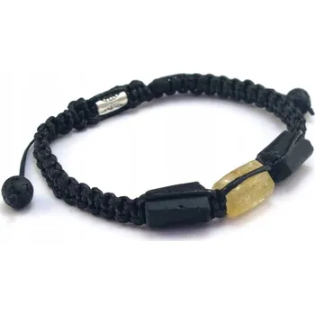 Náramek Náramek šňůrkový CYTRÍN TURMALÍN láva 16,5cm černý [B784]