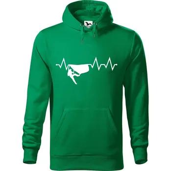 Pánská mikina Pánská mikina s potiskem Tep horolezec Velikost (muž): 3XL, Vyberte barvu: Středně zelená