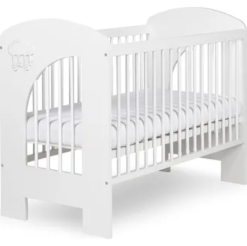 Dětská skříň Dětská postýlka KLUPS dřevěná NEL Mráček 120x60 Bílá 2025