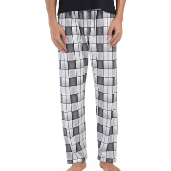 Pánské pyžamo Pánské pyžamové kalhoty šedé kostkované 1P1906 šedá l