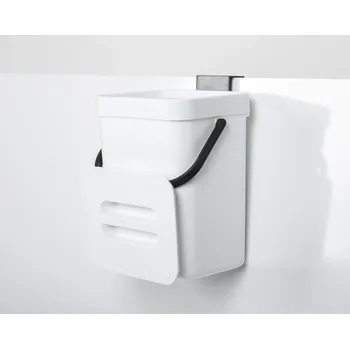 Odpadkový koš Odpadkový koš 3l bílý 15,6x12x20,5cm (centimetry), s víkem, k zavěšení na dveře