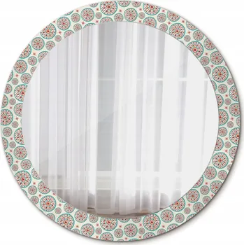 Zrcadlo Krásné kulaté nástěnné Zrcadlo ve stylu boho, 80 cm