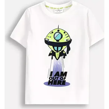 Chlapecké tričko Dětské bavlněné tričko Coccodrillo bílá barva, s potiskem, COSMIC RAVE BOY KIDS WC5143202CBK 00X, vel. 116