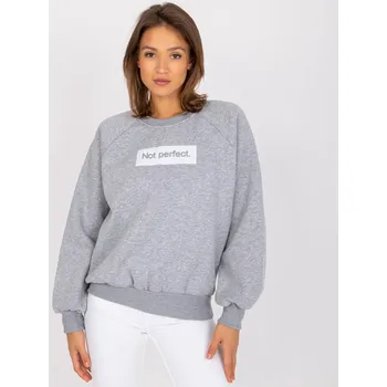 Dámská mikina Šedá mikina Tracy s potiskem "Not perfect" -EM-BL-N652.46-grey Velikost: S/M