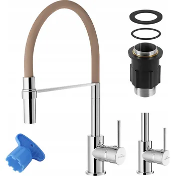 Vodovodní baterie Stojánková kuchyňská baterie Invena Kameleon béžová, stříbrná