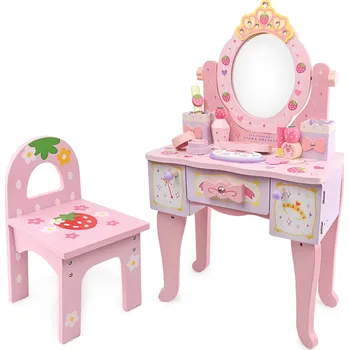 Toaletní stolek Tuktuk Dětský dřevěný toaletní stolek se židličkou pro malé princezny