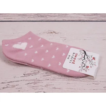 CNB BERLIN Ponožky DE 56430 nízké kotníkové růžové se srdíčky velikosti ponožek: 18-20 ( EUR vel. 27-30)