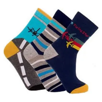 CNB BERLIN sada 3 ks ponožky DE54292 proužkované a s letadly velikosti ponožek: 20-22 ( EUR vel. 31-34)