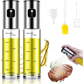 Nádoba na olej a ocet 3x LÁHEV NA OLEJ S ROZPRAŠOVAČEM NA OLIVOVÝ OLEJ OCET SKLENĚNÁ 100ML