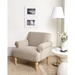 Křeslo taupe polyesterová tkanina čalounění vodoodpudivá látka kaučukové dřevěné nohy retro minimalistický styl obývací pokoj Beliani