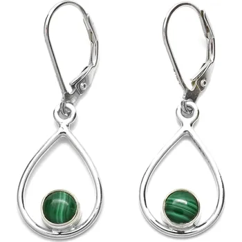 Náušnice Stříbrné náušnice s malachitem Maëlys