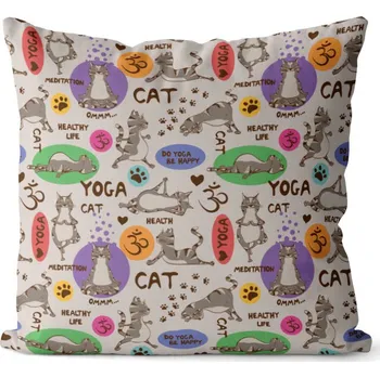 Dekorativní polštářek Polštář 40 x 40 cm - Kočičí jóga