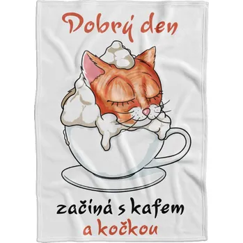deka Deka 200 x 140 cm - Dobrý den začíná s kočkou