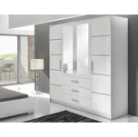 Šatní skříň BASILIO D4, šířka 196 cm, lamino matná bílá