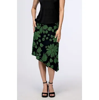 Dámská sukně Černozelená dámská sukně pod kolena 130 velikost S