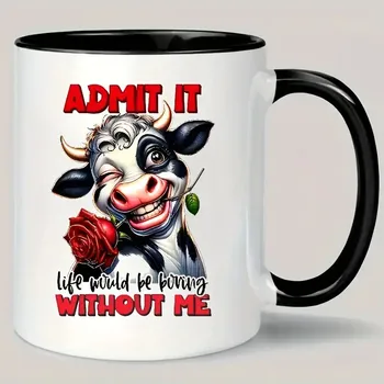 BAF KERAMICKÝ HRNEK  KRÁVA S RŮŽÍ 325 ML