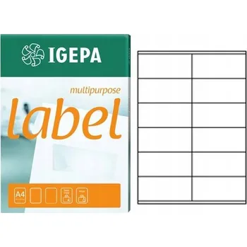 Speciální papír BÍLÉ KANCELÁŘSKÉ SAMOLEPICÍ ŠTÍTKY 105 x 48 mm, 12 x 100 archů IGEPA A4