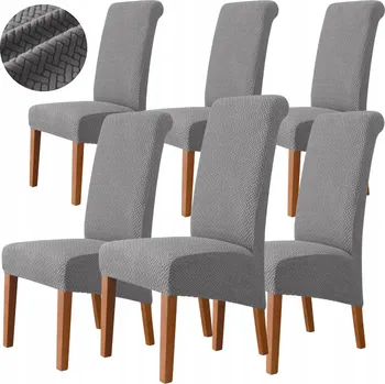 Potah na židli 6 KS POTAH NA ŽIDLI XL ŠEDÝ POTAHY ŠIKMÉ VELKÉ ŽAKÁROVÉ SILNÉ