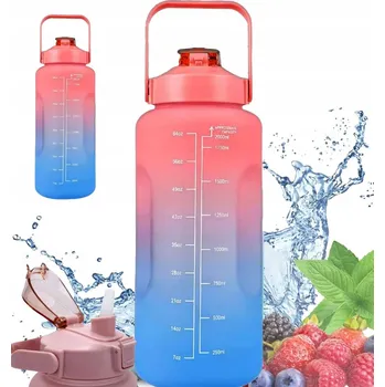 MOTIVAČNÍ LÁHEV LAHEV NA PITÍ NA VODU 2000 ml 2 l SLÁMKA S RUKOJETÍ, ODMĚRKA ČASU