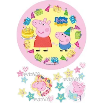 Jedlá dekorace na dort Prasátko Pepina 9 - jedlý papír - Bez úprav / Jedlý papír / Bez decor gelu