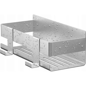 Drátěná police Polica do sprchy, koupelnový organizér do sprchy se 2 háčky + lepidlo