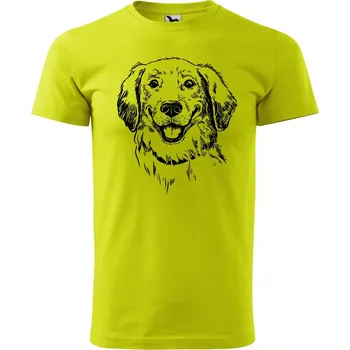 Pánské oblečení Pánské tričko s potiskem Retrívr Velikost: XL, Barva trička: Limetková