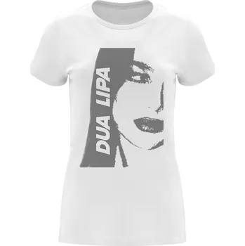 Chlapecké tričko Bílé bavlněné tričko Dua Lipa Rastr Velikost: L