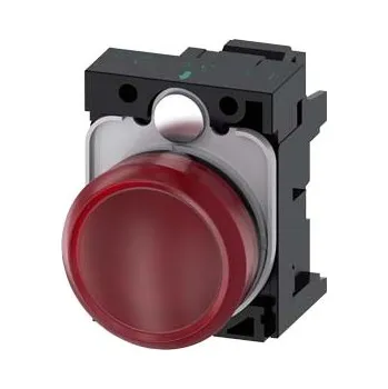 Stykač SIEMENS Signálka 22 mm, kulatá, plast, červená, čočka, hladká, AC230V 3SU1106-6AA20-3AA0