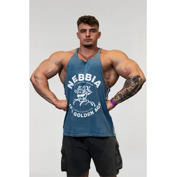 Pánské tílko NEBBIA Washed muscle back stringer GOLDEN AGE modré L