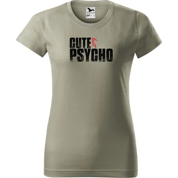 Dámské tričko s potiskem Cute psycho Barva trička: Světlá khaki - 28, Velikost: S