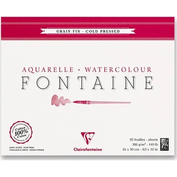 Akvarelový blok Clairefontaine Fontaine Cold Pressed - 24 x 30 cm, 25 listů, 300 g