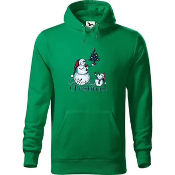 Pánská mikina Pánská mikina s potiskem Merry Christmas! Velikost (muž): 3XL, Vyberte barvu: Středně zelená