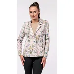 Přiléhavé růžové květované dámské sako 7627 velikost M