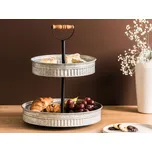 2patrový stříbrný železný podnos 38 x 38 x 50 cm dekorativní stylový stojan na dezerty Beliani