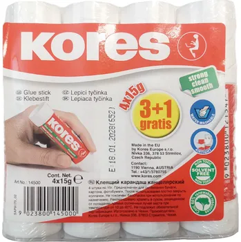Kancelářské lepidlo Lepidlo, tyčinka, Kores, 15g/ 3+1