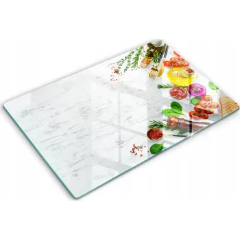 Obraz Multifunkční Dekorační Skleněná Deska Velká 80x52 cm Zelenina a koření