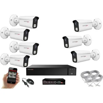 Kompletní kamerový systém Monitorrs Security Full Color AI IP 7 kamerový set se switchem WTube (6021K7B) (Monitorrs Security)