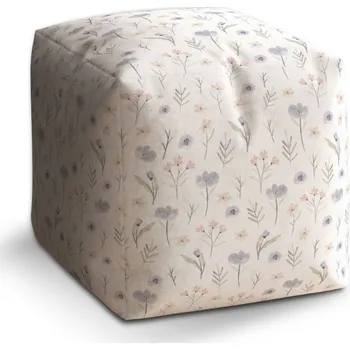 Taburet Sablio Taburet Cube Jemné květy: 40x40x40 cm