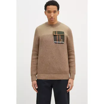 Pánský svetr Vlněný svetr Baracuta Barbour x Baracut Miller Knit pánský, béžová barva, hřejivý, BRMAG0191 08X, vel. M