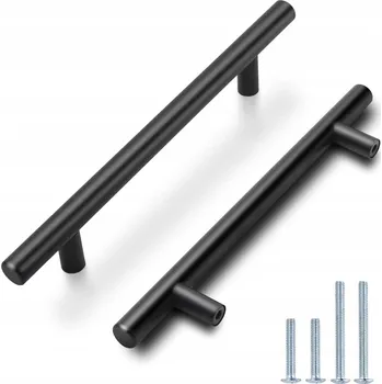 Nábytkové kování Nábytková úchytka reling pro zásuvky a skříňky, černá ocel, 150 mm